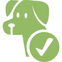 Icon of a dog with a checkmark